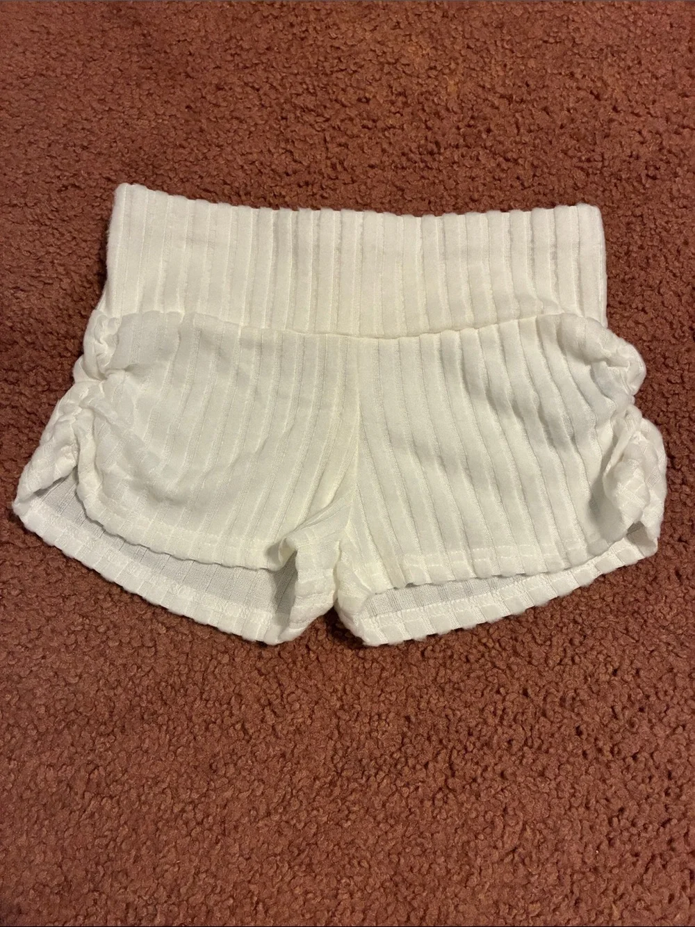 Women's Shein Ribbed Knit White Lounge Shorts, Medium